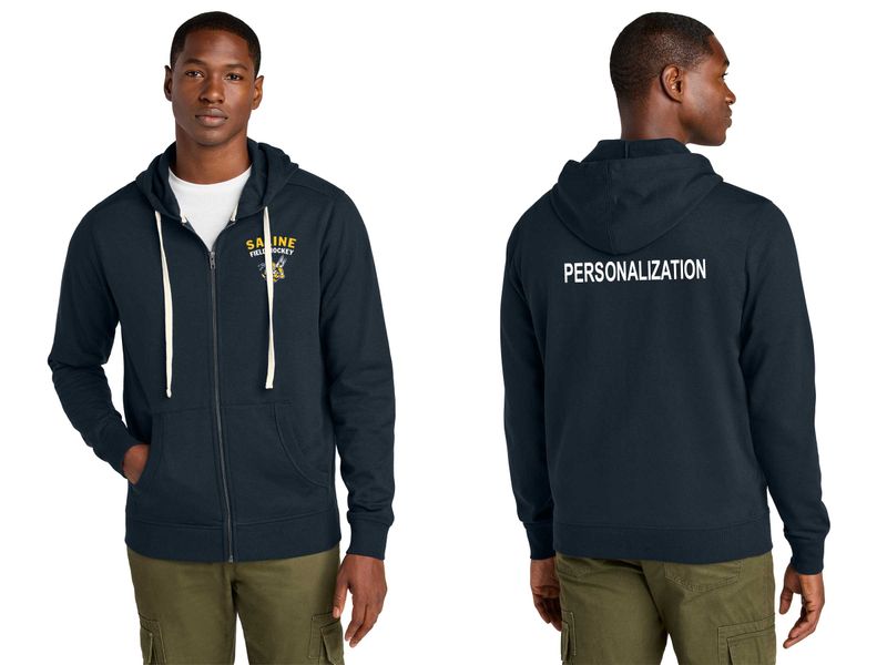Unisex Full Zip Fleece Hoodie -Navy, Heather Grey