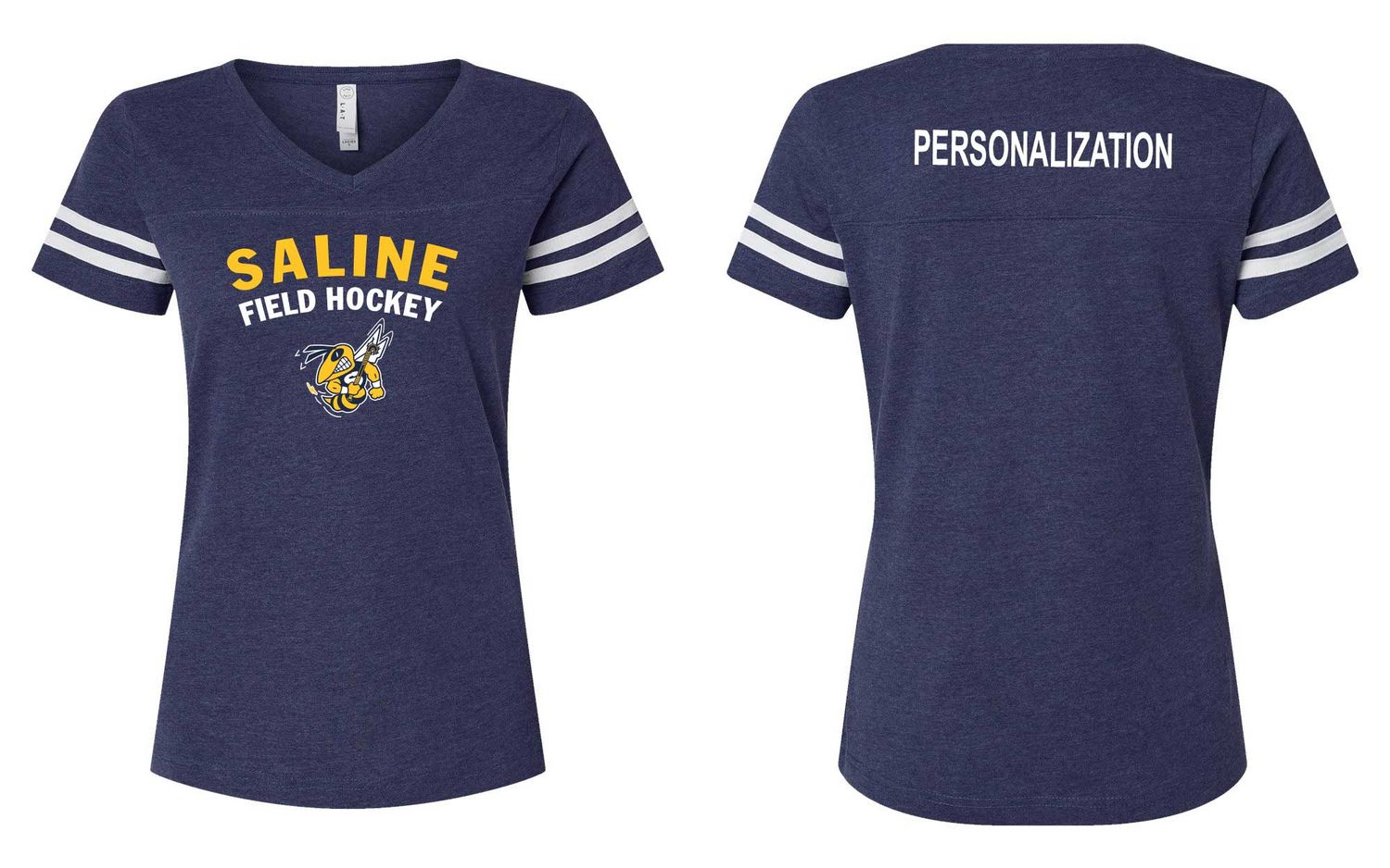 Ladies Football Tee-Navy or Heather Grey Ladies Football Tee-Navy or Heather Grey