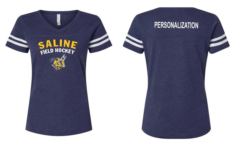 Ladies Football Tee-Navy or Heather Grey