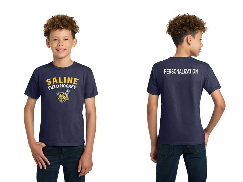 Youth Basic Cotton Short Sleeve Tee - Navy/Heather Grey