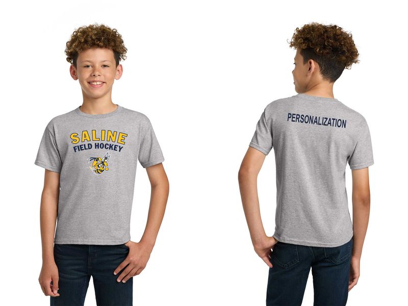 Youth Basic Cotton Short Sleeve Tee - Navy/Heather Grey