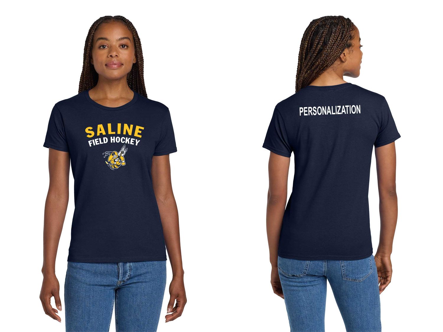 Ladies Basic Cotton Tee-Navy or Heather Grey Ladies Basic Cotton Tee-Navy or Heather Grey