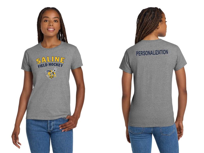 Ladies Basic Cotton Tee-Navy or Heather Grey