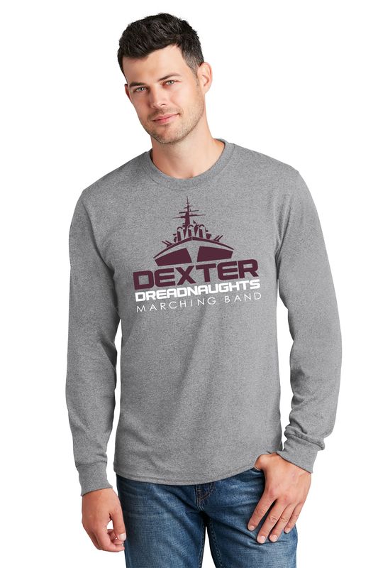 Unisex Long Sleeve Core Cotton Tee -Black/Maroon/Heather Grey