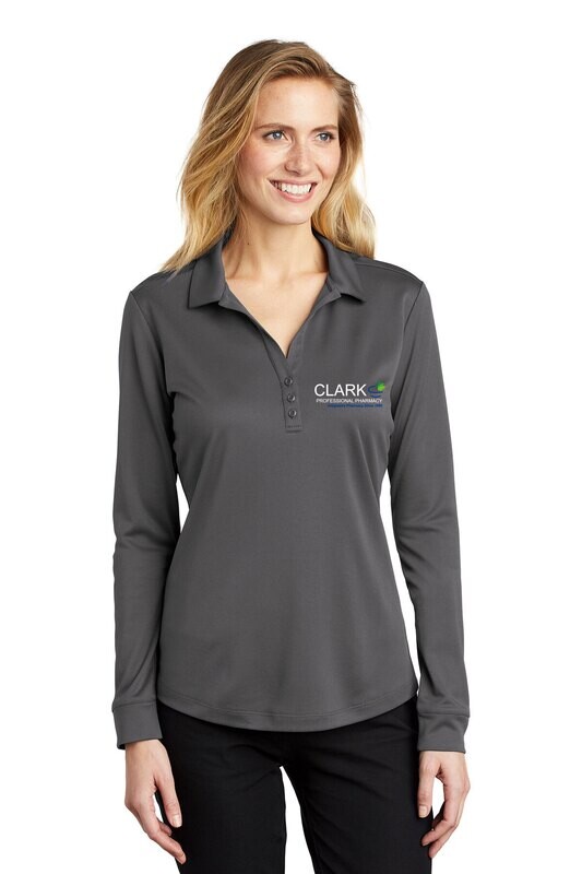 Ladies Silk Touch Performance Long Sleeve Polo-Black or Grey