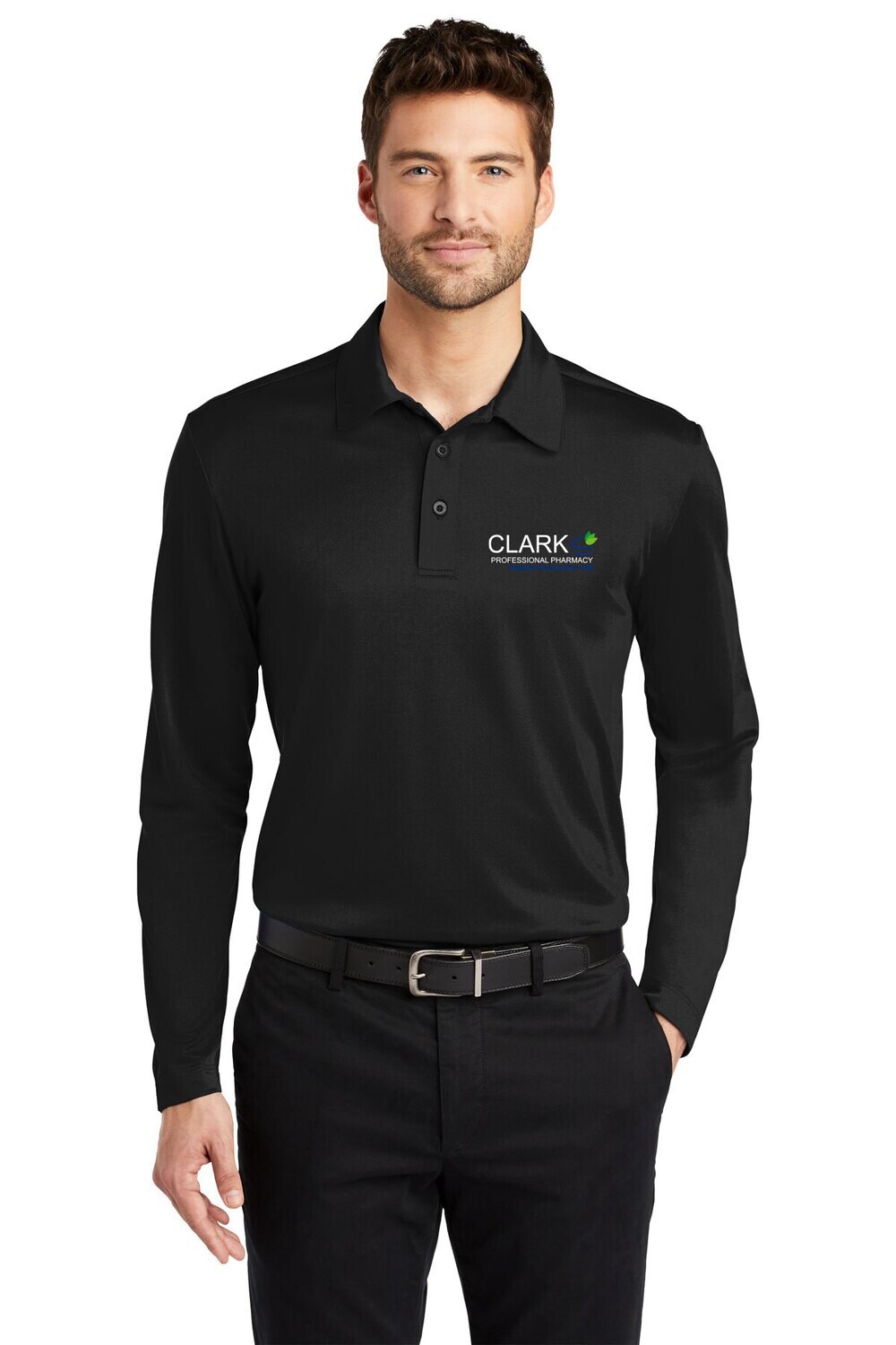 Men's Silk Touch Performance Long Sleeve Polo- Black or Grey Men's Silk Touch Performance Long Sleeve Polo- Black or Grey