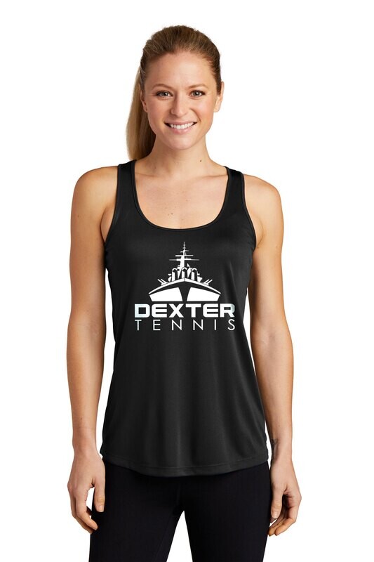 Ladies Performance Racer Back Tank-Black, White