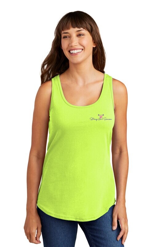 Ladie's Core Cotton Tank Top - Heather Grey/Neon Yellow