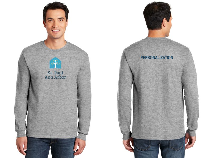 Adult Unisex Cotton Long Sleeve Tee : Navy, Grey, White