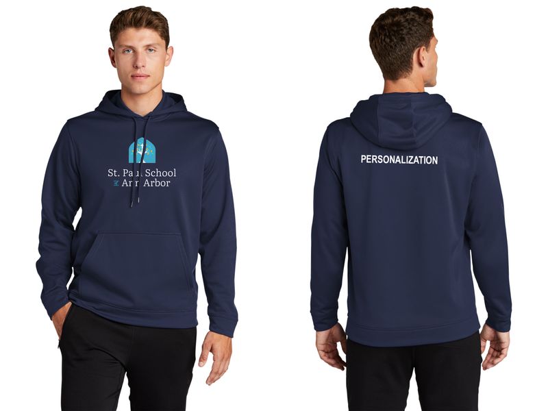 Adult Unisex Performance Fleece Pullover Hooded Sweatshirt -Navy, Grey, White