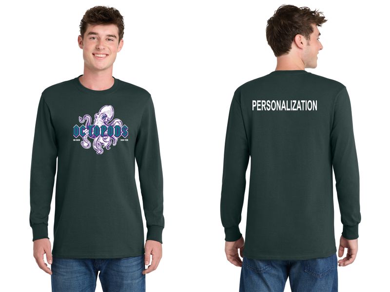 Adult Essential Soft Cotton Long Sleeve Tee - Heather Grey/ Dark Green/White