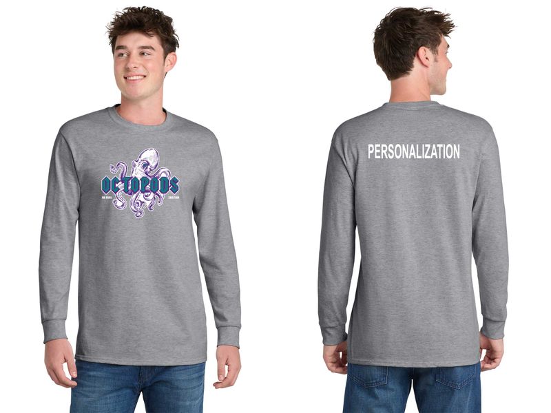 Adult Essential Soft Cotton Long Sleeve Tee - Heather Grey/ Dark Green/White