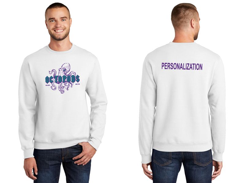 Cotton Pullover Crewneck Sweatshirt- Athletic Grey/ White/ Dark Green