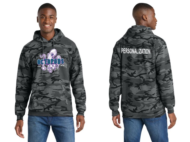 Midweight Camo Hooded Sweatshirt- Military Camo, Black Heather Camo