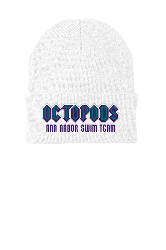 Knit Beanie- Grey/ White/ Dark Green