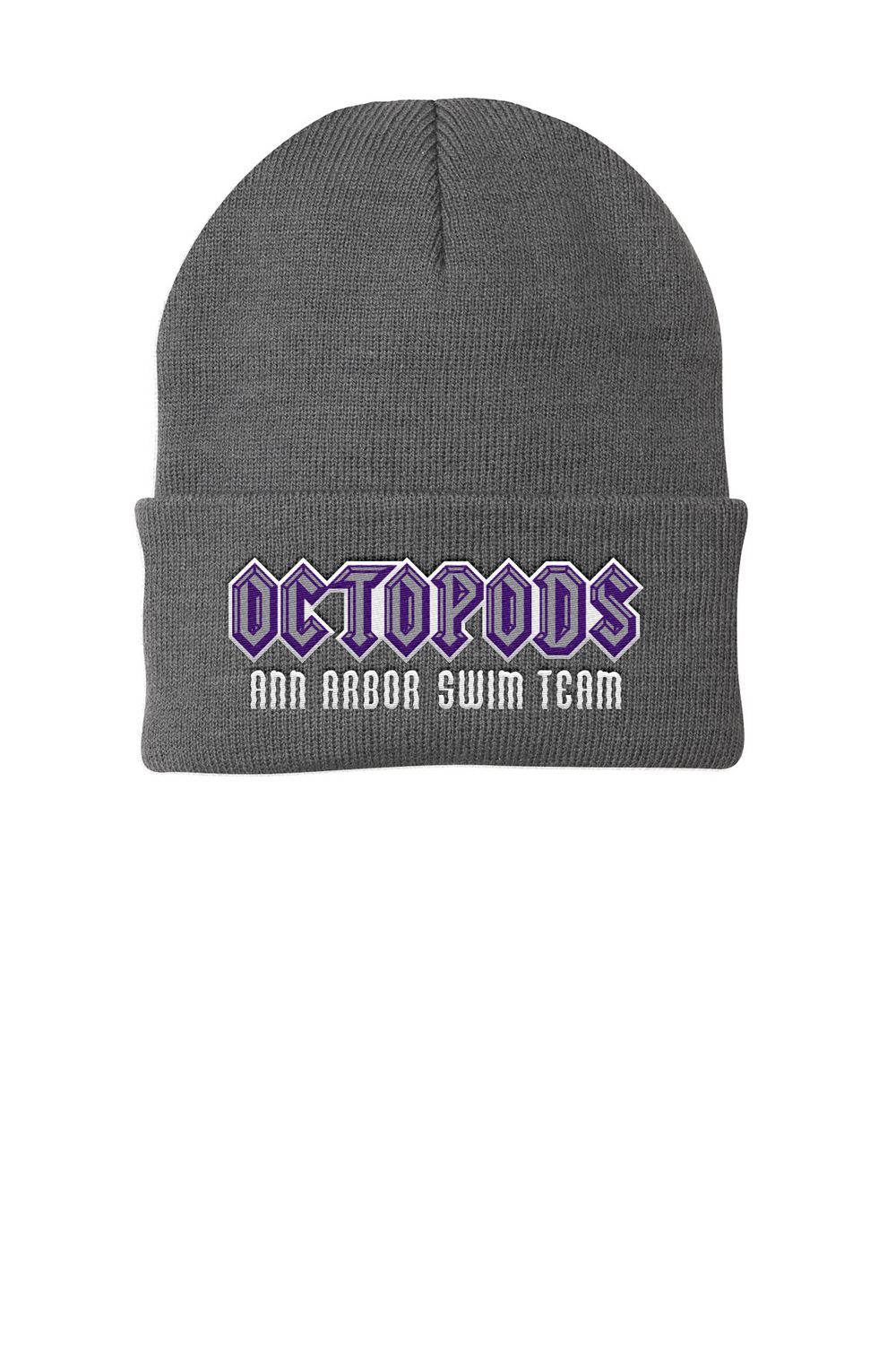 Knit Beanie- Grey/ White/ Dark Green