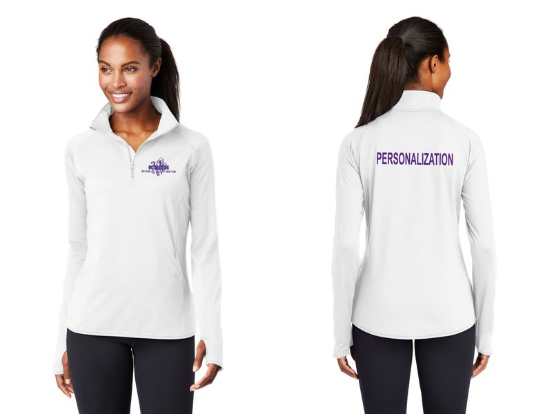 Ladies Performance 1/4 Zip - White/Heather Grey/ Forest
