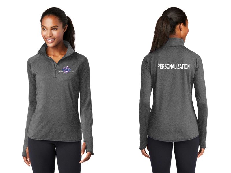 Ladies Performance 1/4 Zip - White/Heather Grey/ Forest