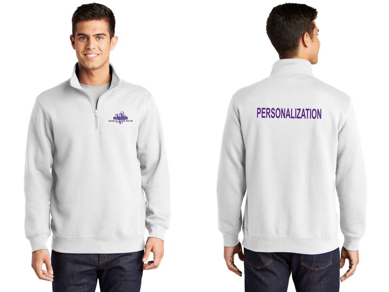 1/4 Zip Sweatshirt- White/ Athletic Heather/ Forest