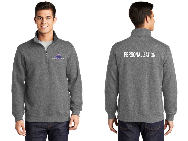 1/4 Zip Sweatshirt- White/ Athletic Heather/ Forest