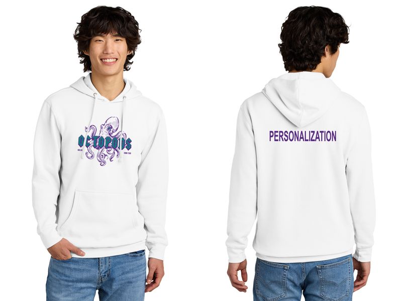 Unisex District Fleece Hoodie-Heather Grey/ White/ Forest