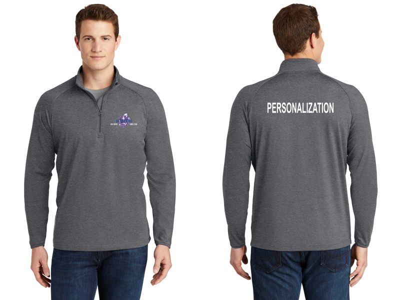 1/4 Zip Stretch Pullover: Charcoal Grey Heather/ White/ Forest