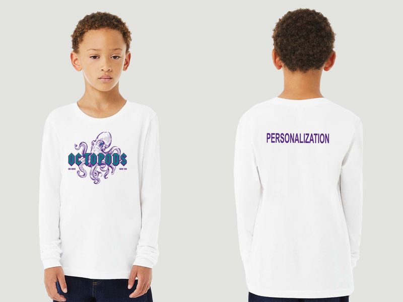 Youth Soft Cotton Long Sleeve T-Shirt- White/ Heather Grey