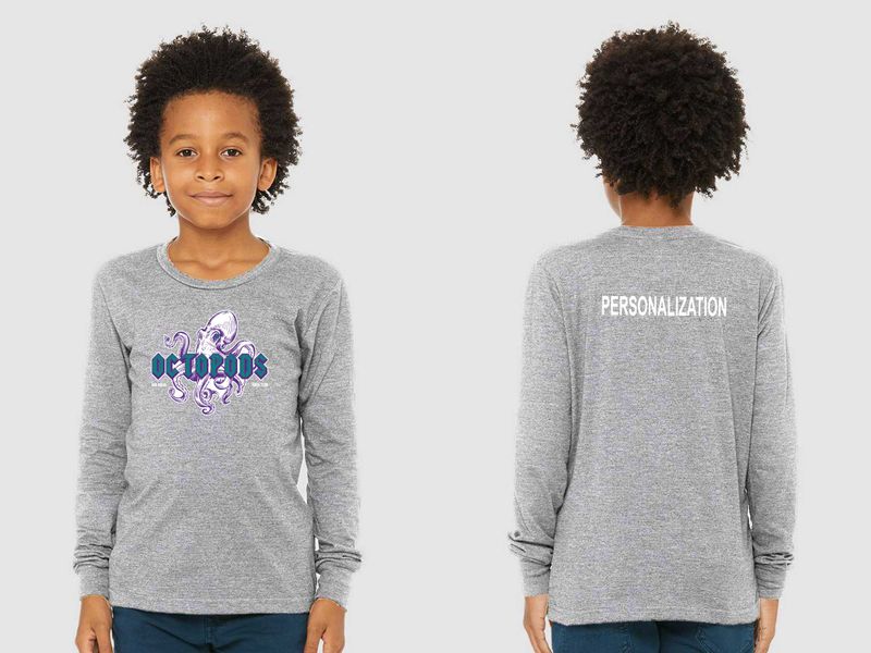 Youth Soft Cotton Long Sleeve T-Shirt- White/ Heather Grey