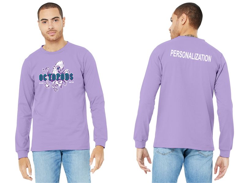 Soft Cotton Long Sleeve T-Shirt-Heather Grey/ Lavender/White