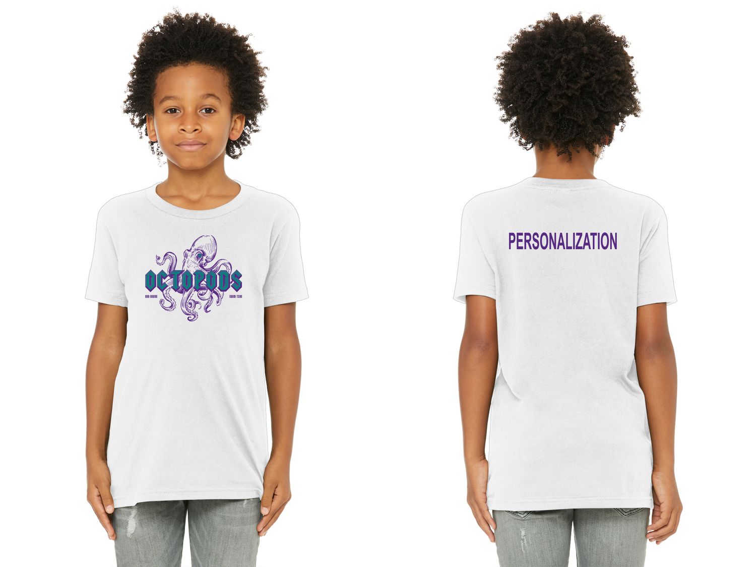 Youth Jersey Short Sleeve Tee - White/ Lavender/ Dark Green