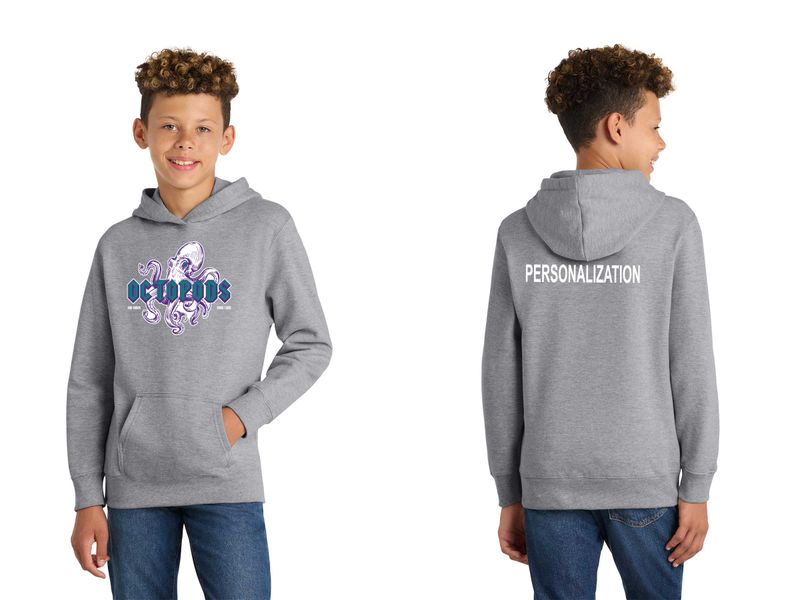 Youth Fan Favorite Fleece Pullover Hooded Sweatshirt- Ath Heather/White