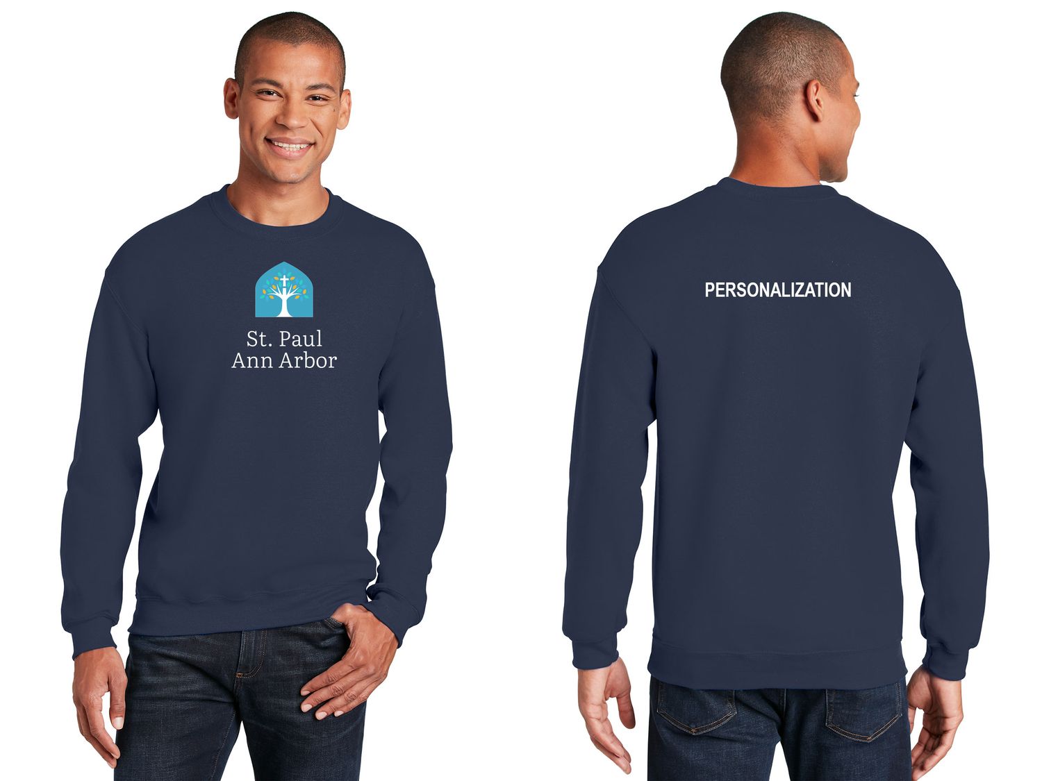 Adult Crewneck Sweatshirt - Navy, Grey, White Adult Crewneck Sweatshirt - Navy, Grey, White