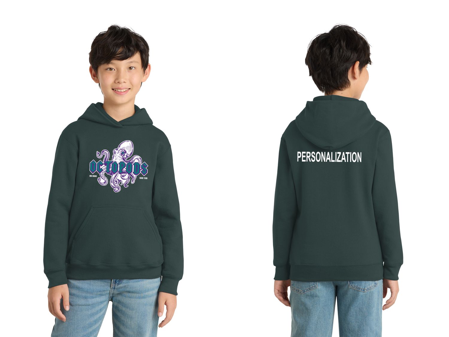 Youth Core Fleece Pullover Hooded Sweatshirt-Dark Green