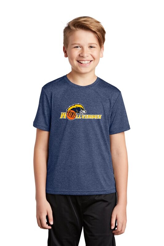 Youth Heathered Performance Short Sleeve T Shirt- Heather Grey/ True Navy Heather