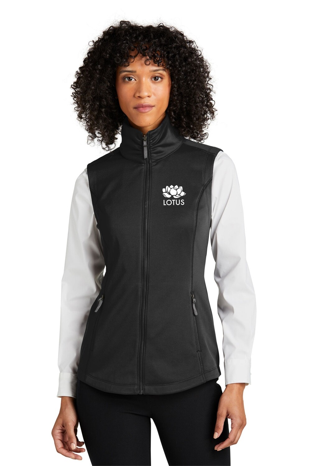 Ladies Collective Smooth Fleece Vest- Black/ Grey Ladies Collective Smooth Fleece Vest- Black/ Grey