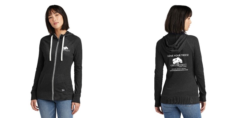Ladies Sueded Cotton Blend Full-Zip Hoodie-Grey/Black
