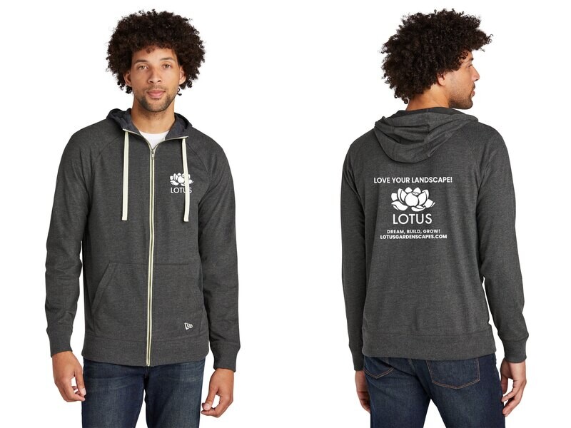 Adult Sueded Cotton Blend Full-Zip Hoodie-Grey/Black
