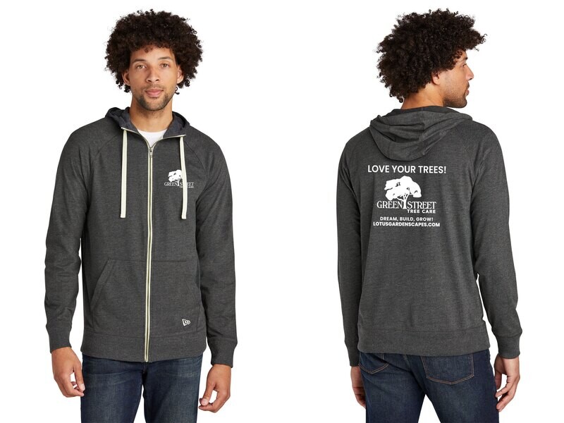 Adult Sueded Cotton Blend Full-Zip Hoodie-Grey/Black