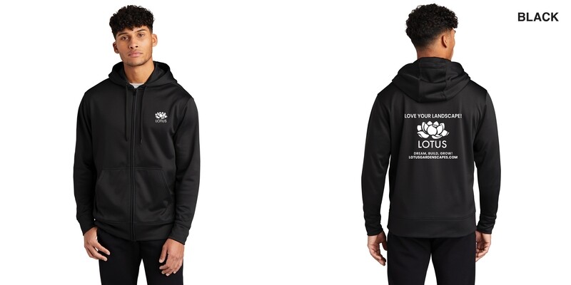 Sport Tek Full Zip Performance Hood -  Black/ Grey