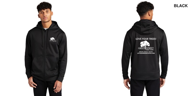 Sport Tek Full Zip Performance Hood -  Black/ Grey