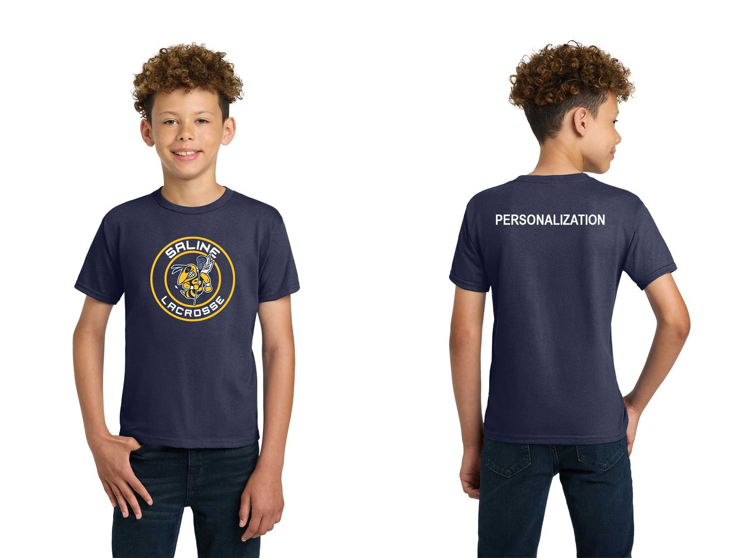 Youth Basic Cotton Short Sleeve Tee - Navy, Heather Grey Youth Basic Cotton Short Sleeve Tee - Navy, Heather Grey