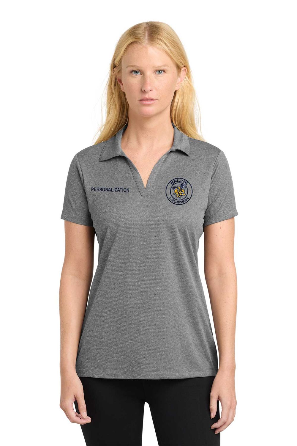 Women's Racer Mesh Performance Polo - Navy/Heather Grey/White