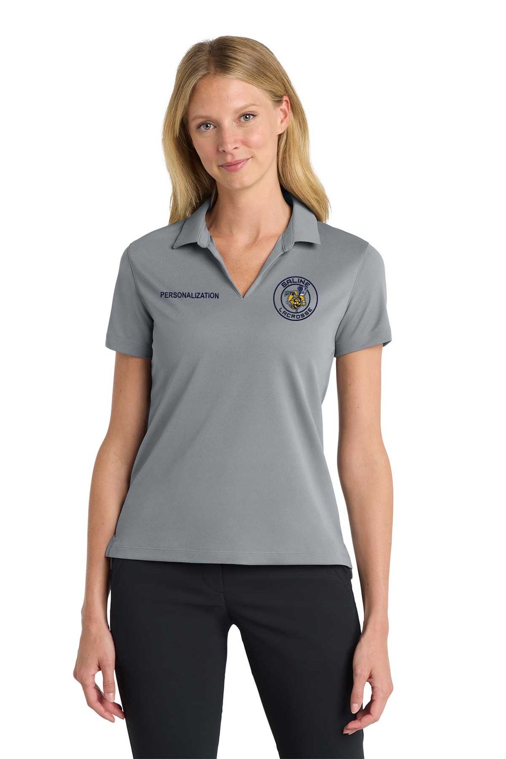 Nike Ladies Dri-FIT Micro Pique 2.0 Polo - Navy/Grey/White