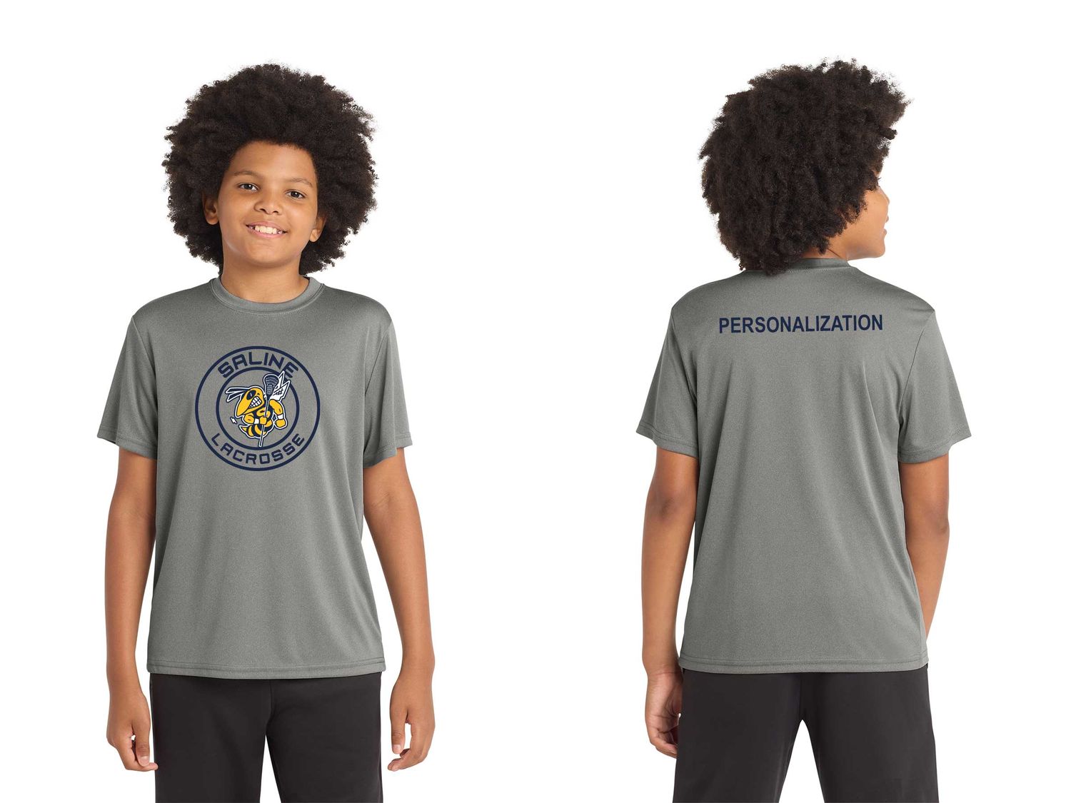 Youth Short-Sleeve Performance Tee - Grey or Navy Youth Short-Sleeve Performance Tee - Grey or Navy