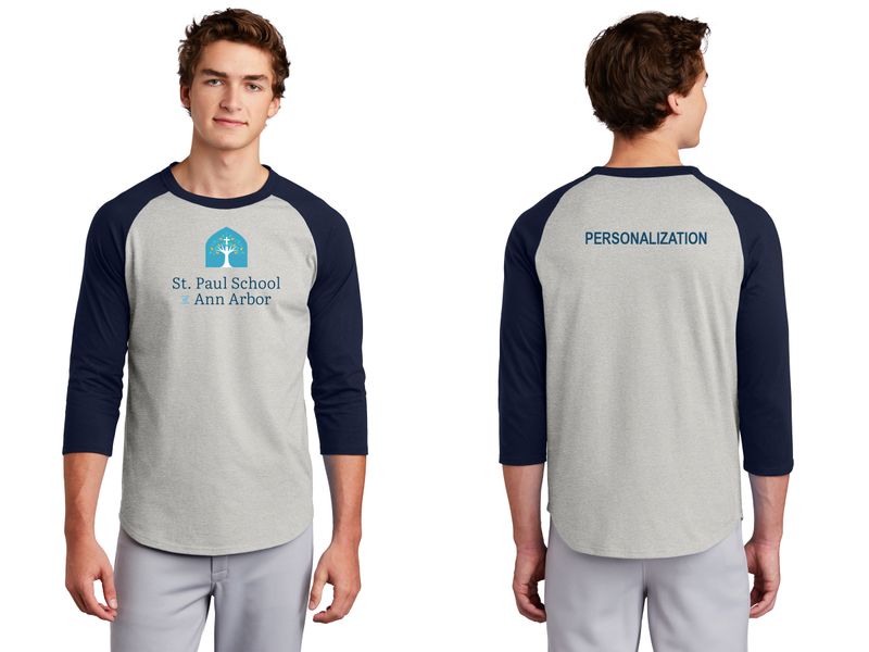 Adult Unisex Cotton Baseball Tee- Navy & Grey