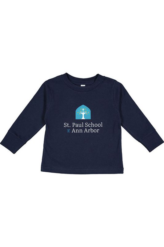 Toddler Long Sleeve Cotton Jersey Tee -Navy
