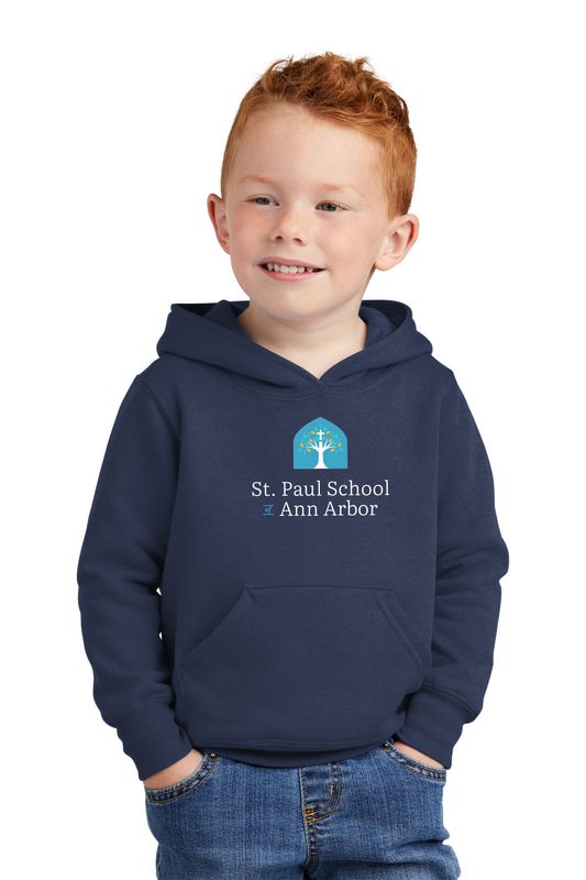 Toddler Fleece Pullover Hoodie- Navy, Grey