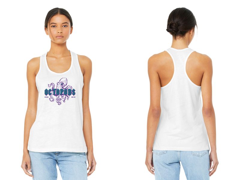 Women's Jersey Racerback Tank- Grey/ White