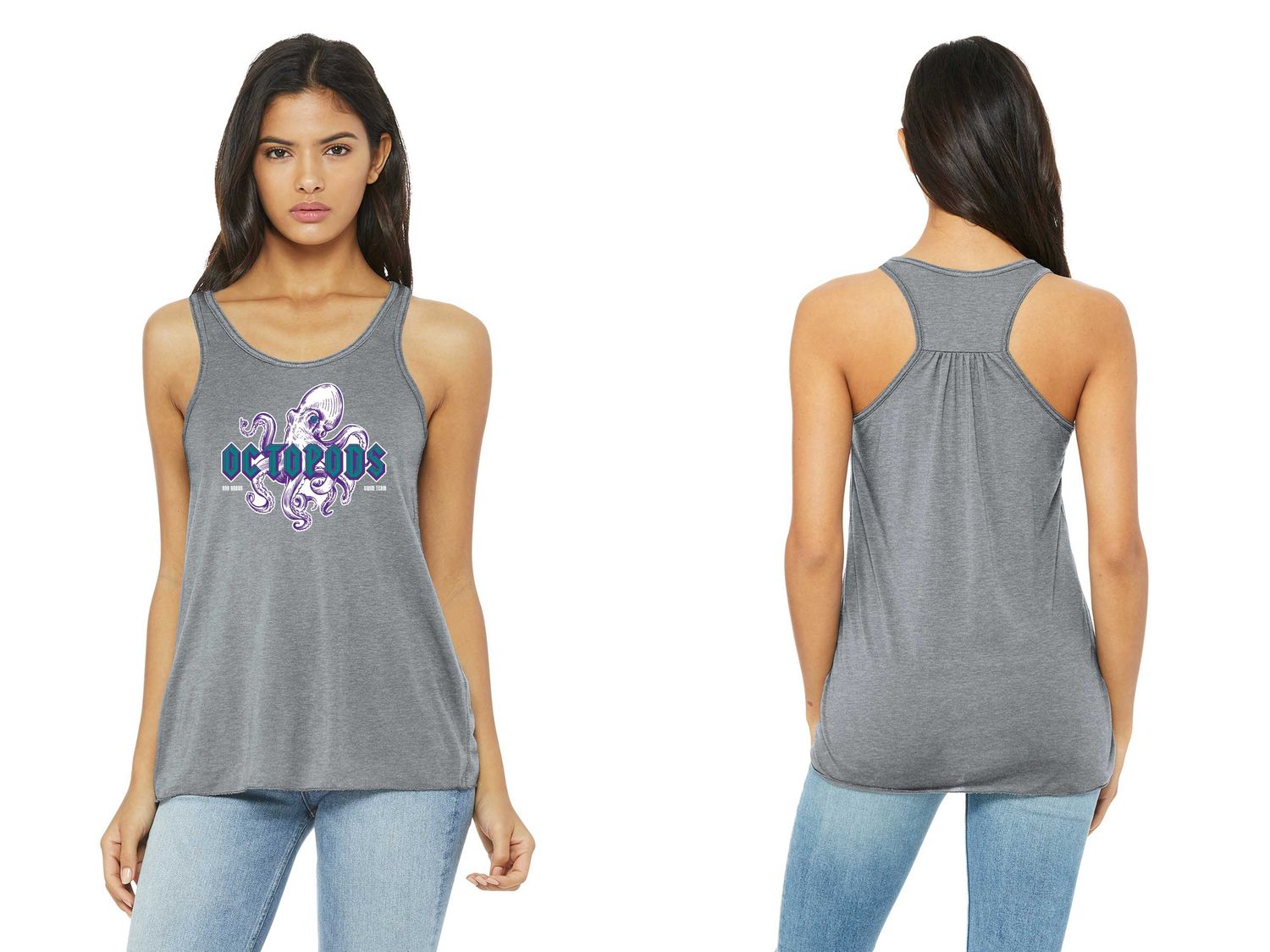 Bella+Canvas Women’s Racer Back Tank - Athletic Heather, Military Green, White, Storm
