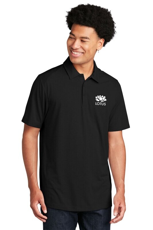 Sport-Tek PosiCharge Tri-Blend Wicking Polo- Black/ Dark Grey/ Light Grey